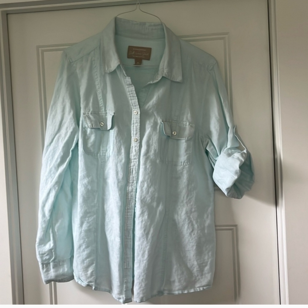 Banana Republic Soft Wash Shirt Linen Cotton Blend Size XL